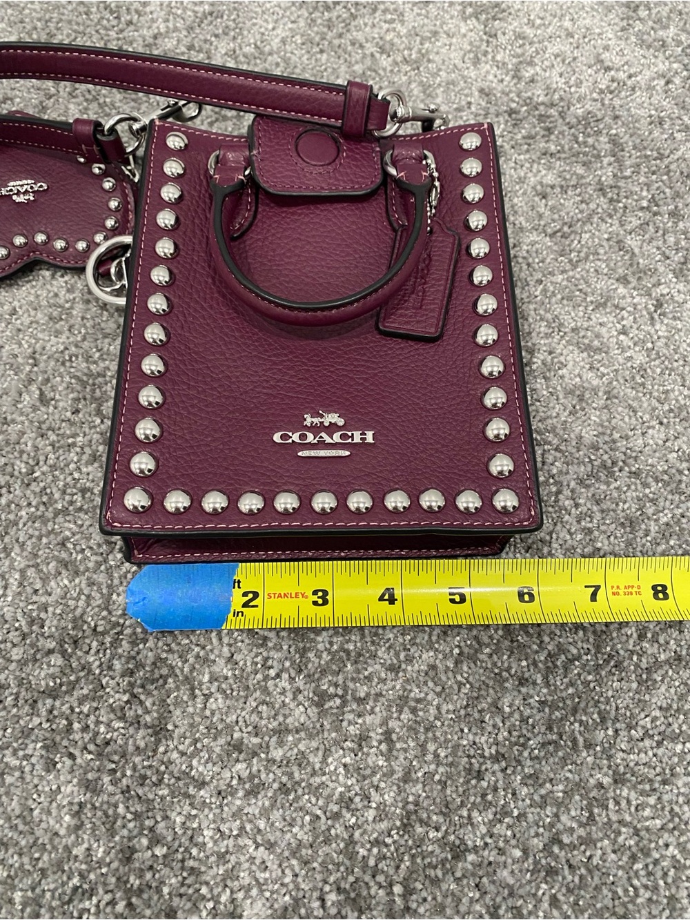 NWT Coach North South Mini Tote With Rivets Leather Bag Long Strap CM248 - Picture 7 of 8